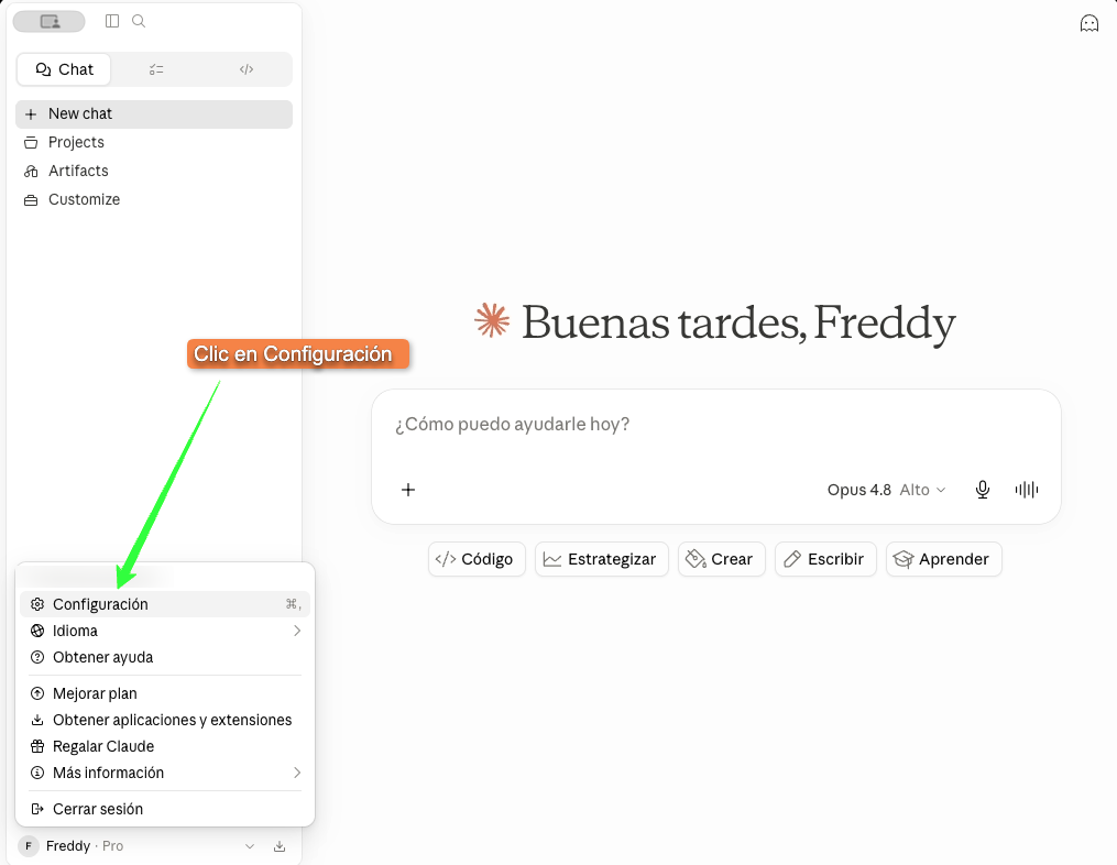 Clic en Configuración